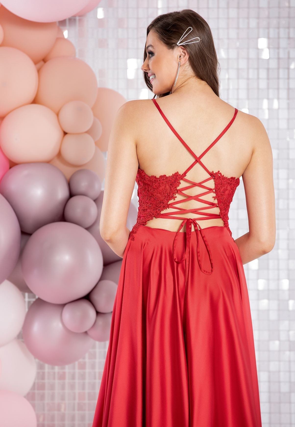 Tiffanys Atlas Prom Dress Chesterfield Derbyshire Dotique red back red dress