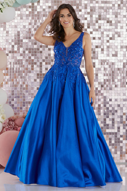 Tiffanys Prom Calista Royal Blue Low Back Prom Ballgown - Dotique Chesterfield